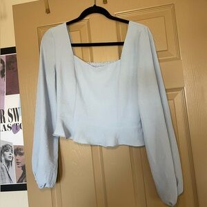 Altar'd State Powder Blue Square-Neck Blouse